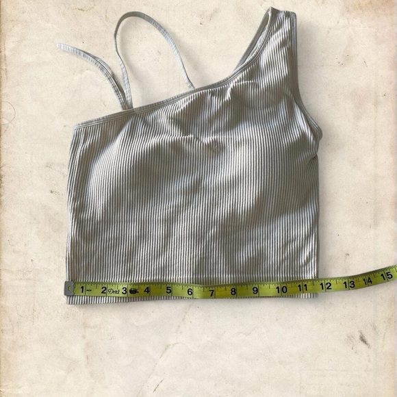 Cream Asymmetrical Ribbed Tank Top - Picture 6 of 9